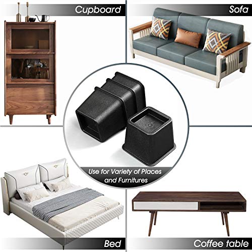 Bed Risers 5 Inch, Heavy Duty Square Furniture Frame Lift for Couch, Chair, Desk, Sofa and Bunk Bedpost, Set of 8