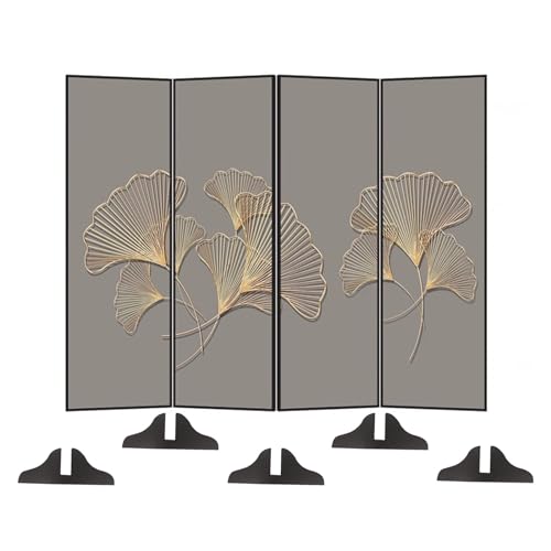 5.9ft High Privacy Screen Indoor Room Divider, Commercial Home Room Partition Wall Fence 4-Panel Folding, for Teahouse/Porch/Garage, Aluminum Outer Frame, Wooden Inner Frame (Color : Black Frame, Si
