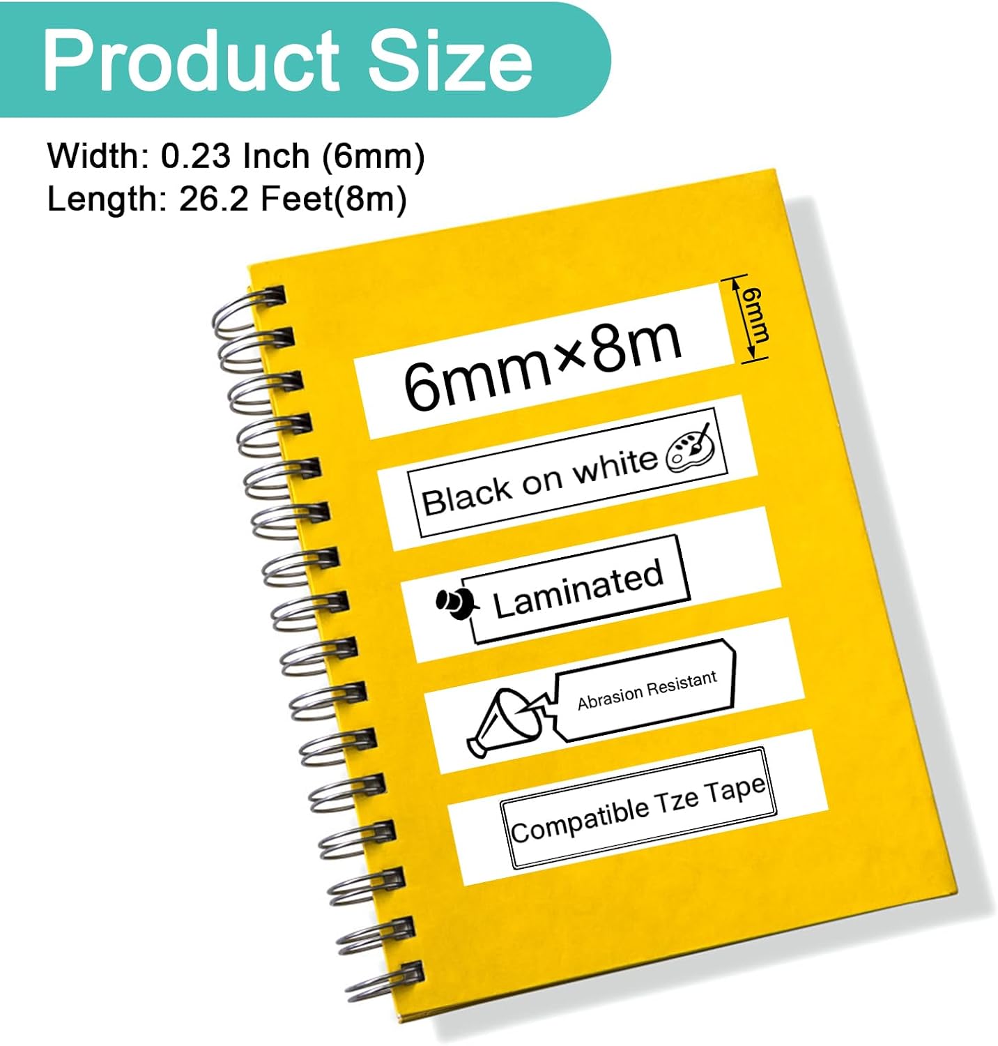 NineLeaf 10PK Compatible for Brother P-Touch Label Maker Tape TZe-211 TZe211 TZ-211 TZ211 6mm 0.23 Laminated Black on White TZe TZ Label Tape for PT-2200 PT-2430PC PT-2610 PT-2700