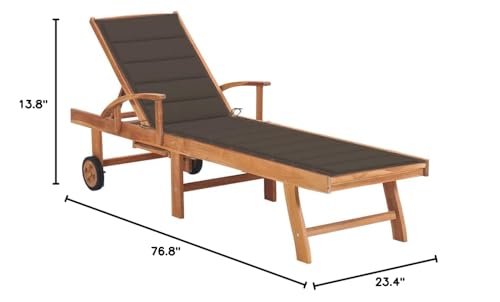 Sun Loungers 2 pcs,Outdoor Lounge Furniture,Patio Furnitire,Beach Lounge Chair,Lawn Chairs,Adjustable Backrest in 4 Positions, with Black Cushion Solid Teak Wood