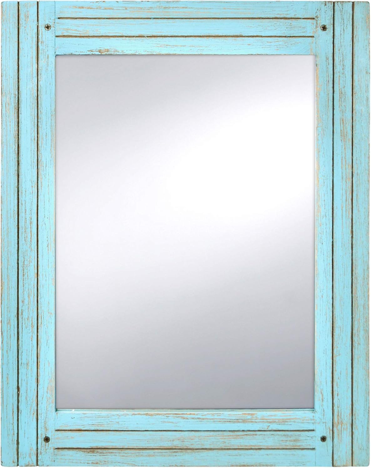 Prinz Water's Edge Homestead Mirror, Blue Distressed Wood Frame Made from MDF, Weathered Coastal Decor Mirror, Entryway, Hallway or Bathroom Mirror, 18.5 x 23.5 Inches