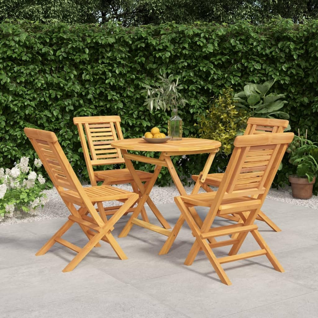 5 Piece Patio Dining Set Solid Wood Teak,Furniture,Outdoor Furniture,Outdoor Furniture Sets,Brown,41.88kg/92.136ib