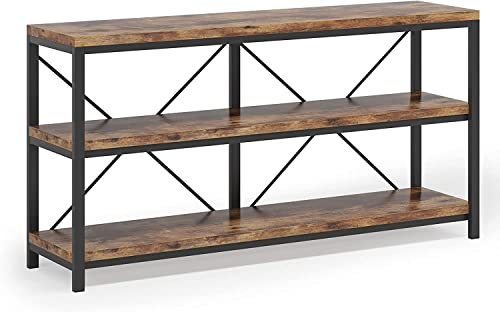 55 Inch Long Sofa Console Table with Storage Shelves, 3 Tiers TV Stand for Living Room