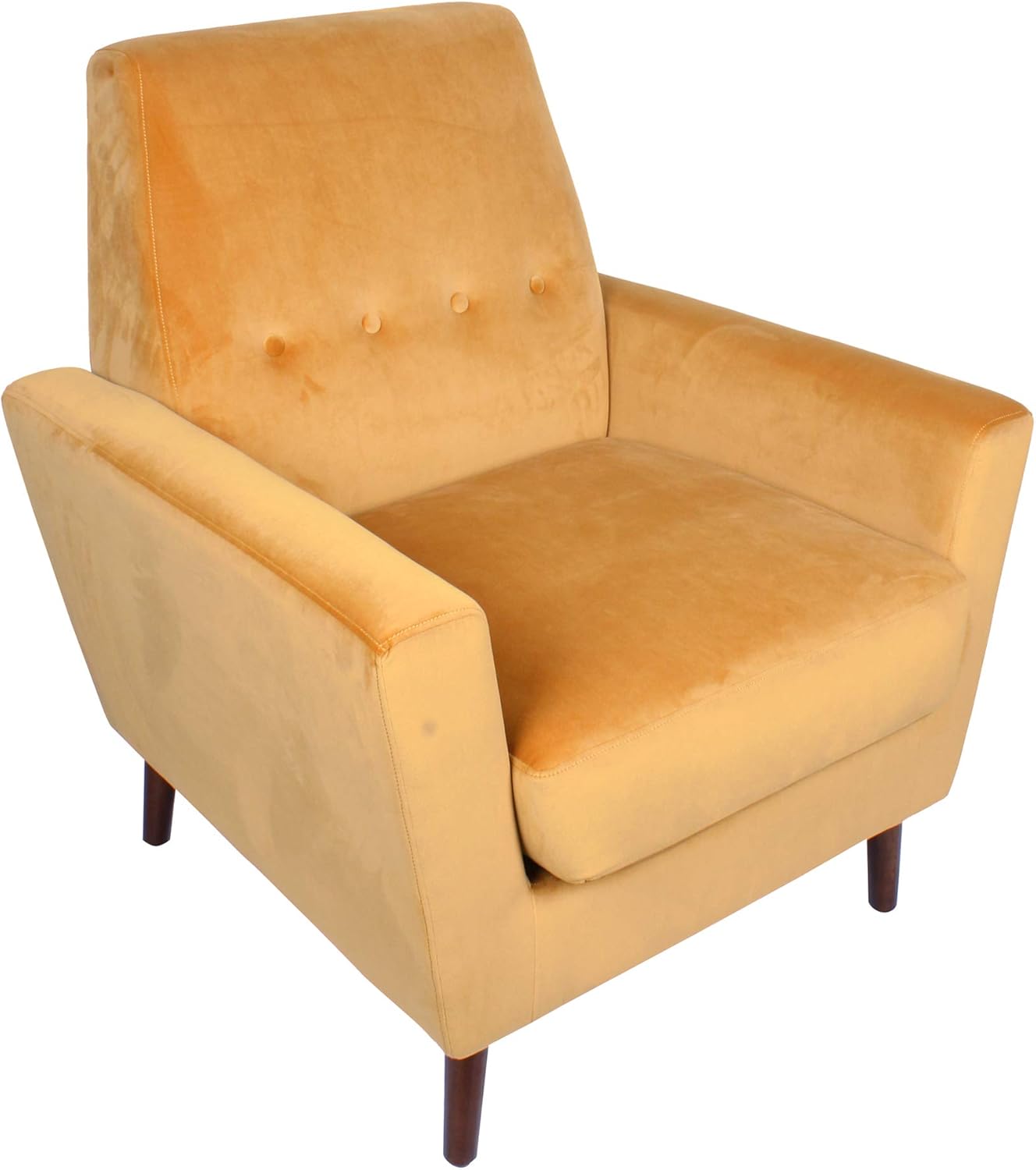 Kaufmann Mid Century Modern Accent Chair with Button Tufting, Yellow