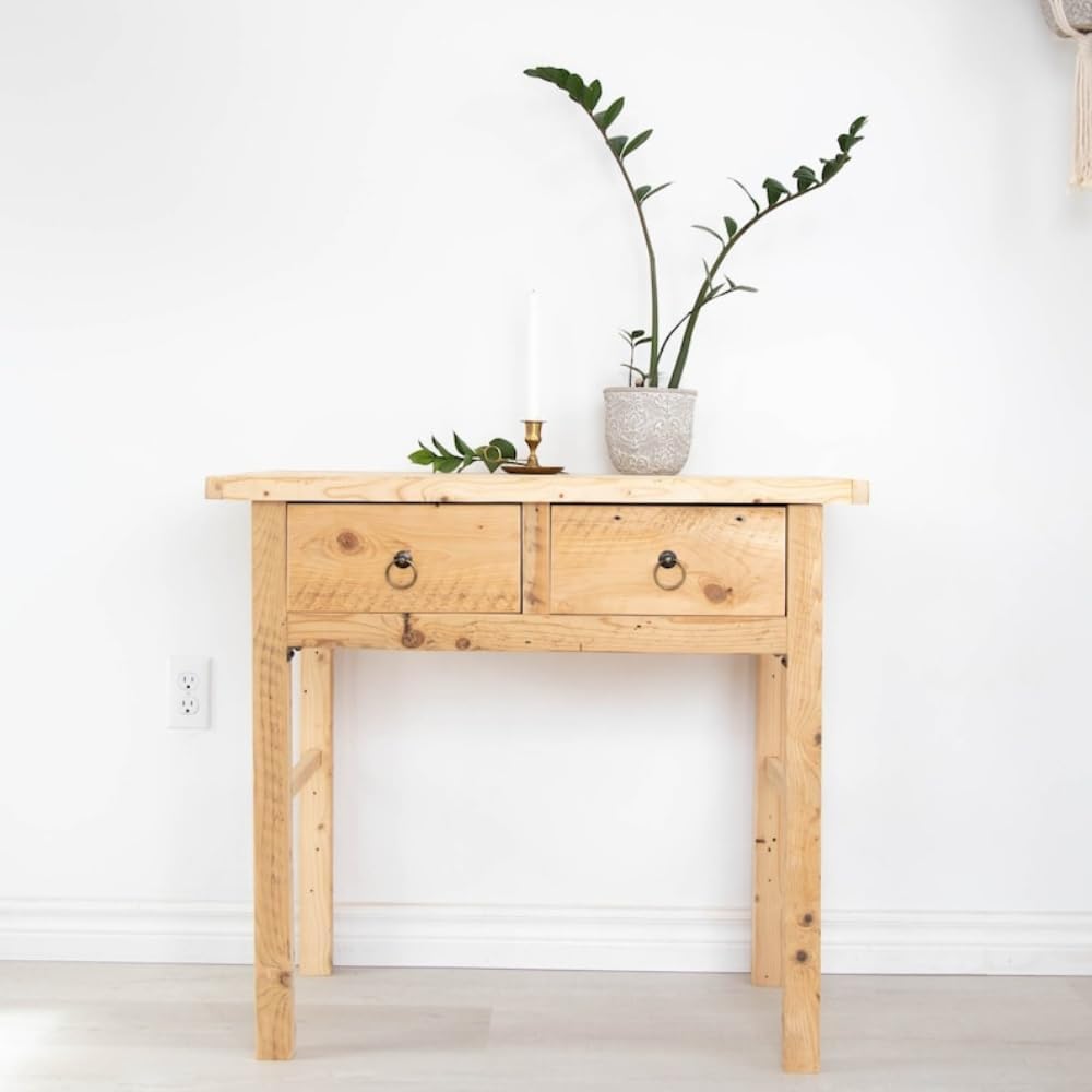 Rustic Farmhouse Sideboard with Two Drawers, Primitive Console Table Made from Recycled Wood, Living Room Furniture, Maximalist Furniture, 36