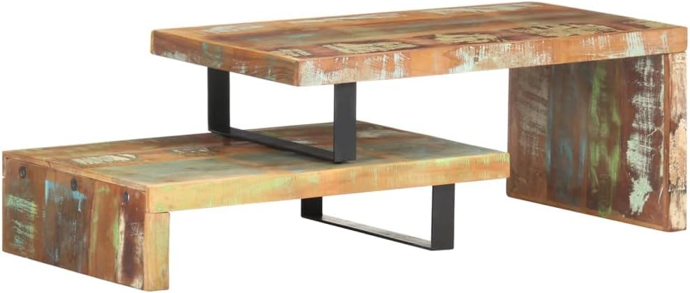 2 Piece Coffee Table Set Solid Reclaimed Wood