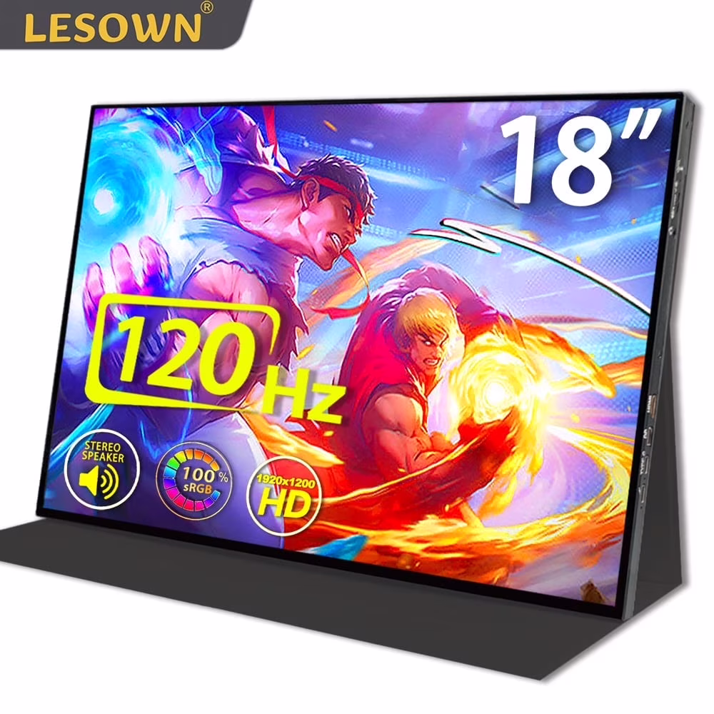 LESOWN 120Hz Ultra Wide Secondary Screen 18 Inch Portable Monitor 16:10 100%sRGB USB-C HDMI 1920x1200 Laptop Extension Display for Phone PC Switch
