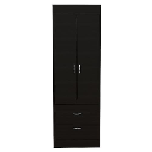 Portugal Armoire with Double Door Cabinet, Two Drawers, Metal Handles, Rod, 70