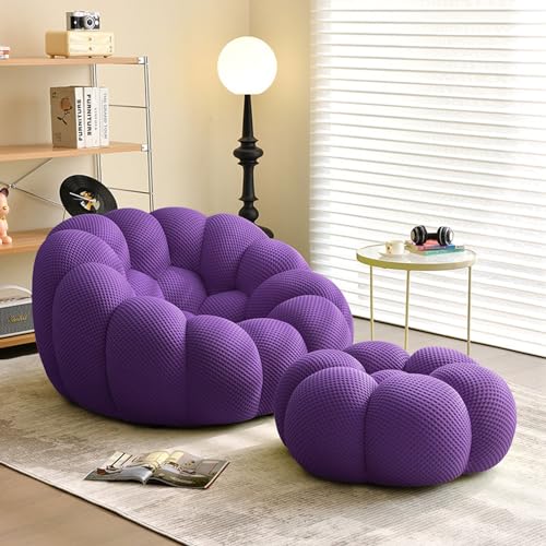 Cozy and Durable Bubble Boucle Sofa: Knitted Fabric Material Ensures Longevity and Easy Maintenance(Purple)