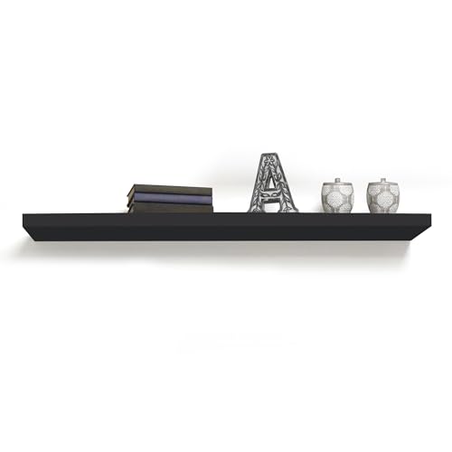 InPlace Invisible Brackets Shelf with Edge - MDF Floating Shelves for Wall with EZ Anchors Included - Easy to Install Shelf for Office, Bathroom & Living Room - 8.5