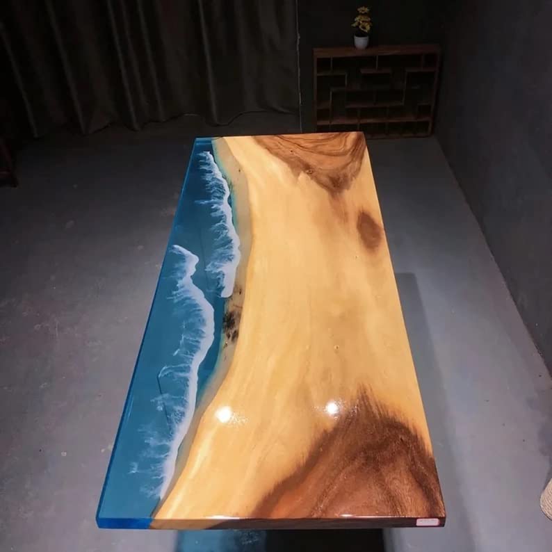 Personalized Large EPOXY Table, Resin Dining Table for 2, 4, 6, 8 River Dining Table, Wood Epoxy Coffee Table Top, Living Room Table (28.5