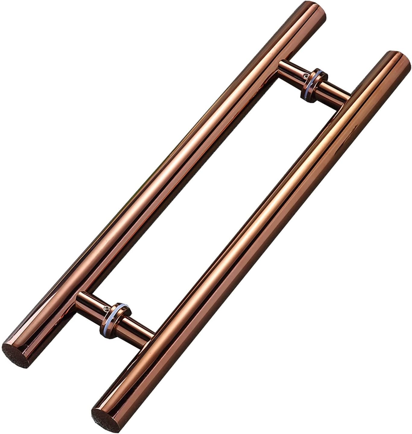 Round Stainless Steel Pull Push Door Handle with Fittings,Modern Commercial Door Handle for Sliding Barn Door Shower Door Glass Door Wooden Door,3 Colors (Color : Rose Gold,Size :
