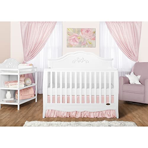 Nursery Essentials Bundle of Sweetpea Baby Jasmine 4-in-1 Convertible Crib, Sweetpea Baby Jasmine Changing-Table, with a Dream On Me Honeycomb Orthopedic Firm Fiber Standard Crib Mattress