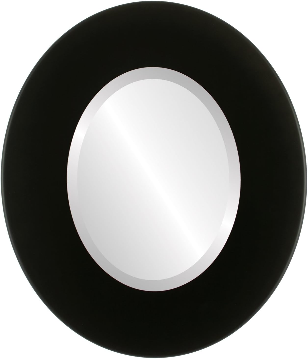 Oval Beveled Wall Mirror for Home Decor - Boulevard Style - Matte Black - 26x32 Outside Dimensions