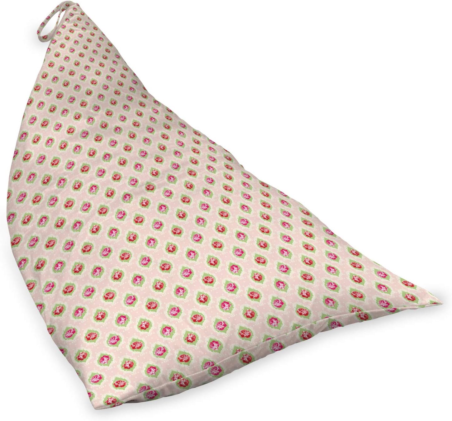 Ambesonne Shabby Flora Lounger Chair Bag, Roses Damask Pattern Botanical Delicate Antique Old Fashioned Style Dotted, High Capacity Storage with Handle Container, Lounger Size, Multicolor