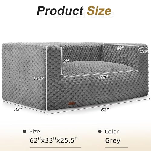 Loveseat Sofa Couch, 3-Seater Couch, Small Loveseat Couch with Thick Cushion for Compact Space, Small Sofa for Living Room, Bedroom, Apartment, Office (GREY)