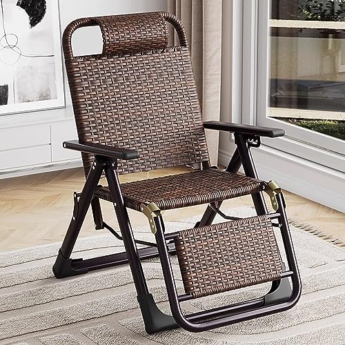 Outdoor Rattan Furniture Chaise Lounge,Portable Patio Lounge Chair,Zero Gravity Chair,Oversized Camping Chairs,Adjustable Adjustable Backrest,for Patio, Yard, Pool, Beach.