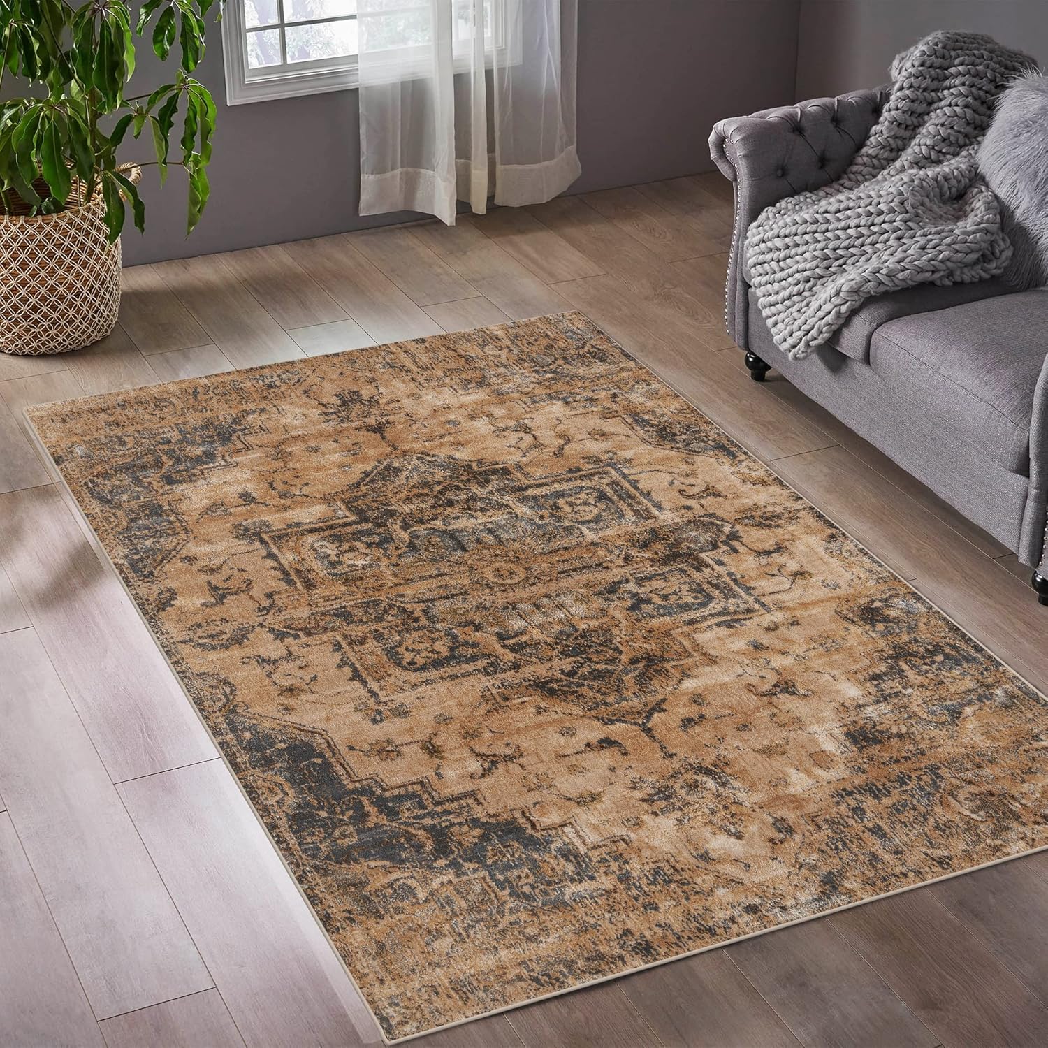 LUXE WEAVERS Vintage Moroccan Area Rug, Silver 6x9