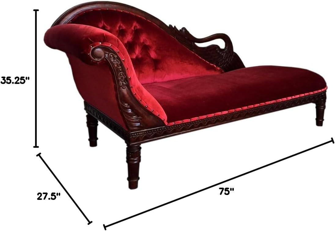 Swan Chaise Lounge Sofa in Mahogany Wood