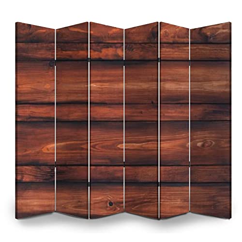 Wood Screen Room Divider Wooden Texture Plank Grain Mahogany Striped Timber Desk Old Table Privacy Folding Screen Double Sided Canvas Foldable Panel Partition Wall Divider Display 6 Panel