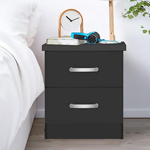 Better Home Products Cindy Faux Wood 2 Drawer Nightstand in Gray