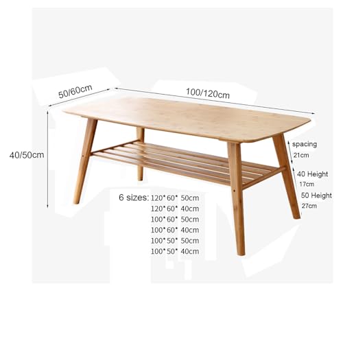 2-Story Coffee Table,Double Storage Coffee Table,Modern Center Coffee Table/Sofa Side Table/Japanese Low Table/Rectangular Dining Table(B,100x50x40cm)