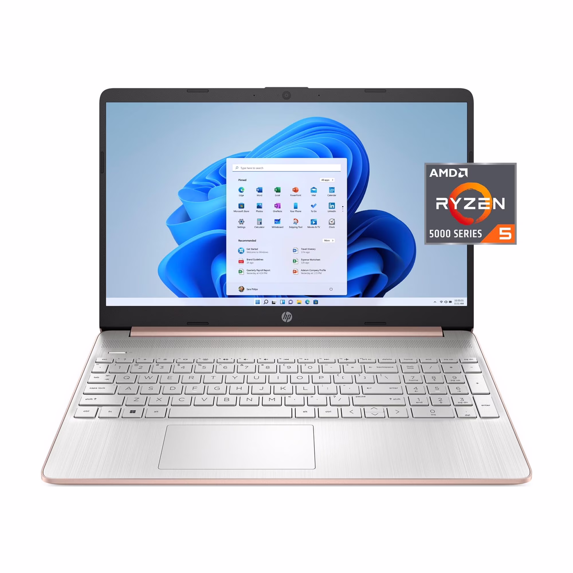 "HP 15.6"" FHD Laptop, AMD Ryzen 5, 8GB RAM, 256GB SSD, Rose Gold, Windows 11, 15-ef2130wm"
