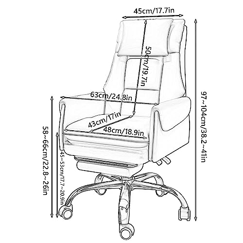 Office Chair Ergonomic Desk Chair - PU Leather Computer Chair Adjustable Height Home Office Desk Chairs with Tilt Function and Retractable Footrest, Comfortable Swivel Executive Task Chair