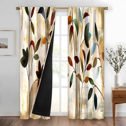 2024 New 100% Blackout Curtains Personalized Printed Decorative Curtains 2 Panel Sets Thermal Insulated Room Darkening Window Drapes for Bedroom Living Room Home Decor,Magnolia,W83xL91in