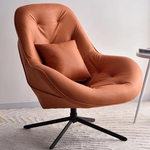 Home Living Room Leisure Chair, Single Sofa Scandinavian Swivel Chair, Relaxing Entertainment Lazy Chair, Bedroom Balcony Sofa Chair, Technical Fabrics, Soft and Comfortable Can Rest Can Off, Orange