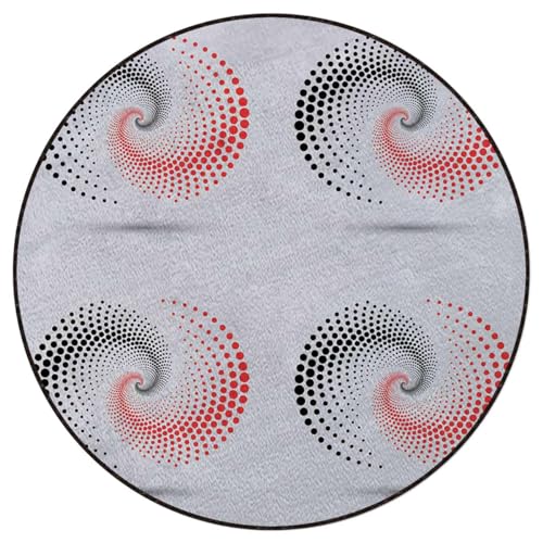 Red Grey Office Chair Mat Hardwood Floor Computer Desk Mat Anti-Slip Gaming Chair Mat Round Floor Mat Durable Floor Protector Dots Like and Circled Design Artwork Diameter 47.2 in