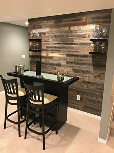 Rockin' Wood Real Wood Nail Up Application Rustic Reclaimed Naturally Weathered Barn Wood Accent Paneling Board Planks for Home Walls, 46 Square Feet