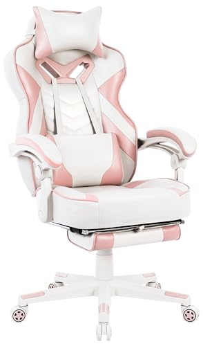 Gaming Chair for Adults,Computer Chair with High Back,Big and Tall Gaming Chairs with Footrest and Massage,Reclining Gamer Ergonomic Office Desk Chair(Black)