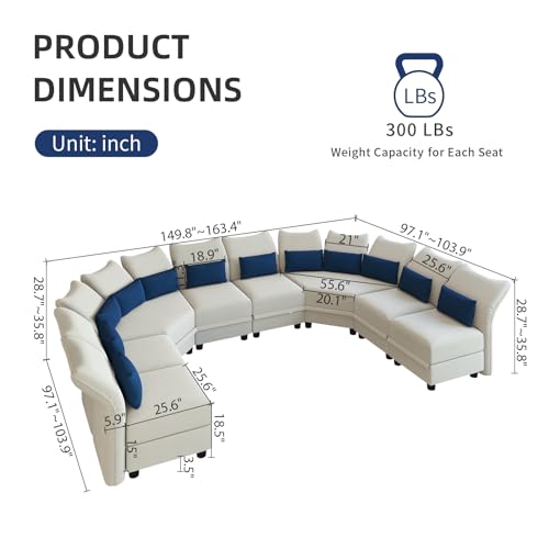 LLappuil Most Comfy Large U Shaped Modular Sectional Sofa Convertible Couch with Storage for Living Room,White