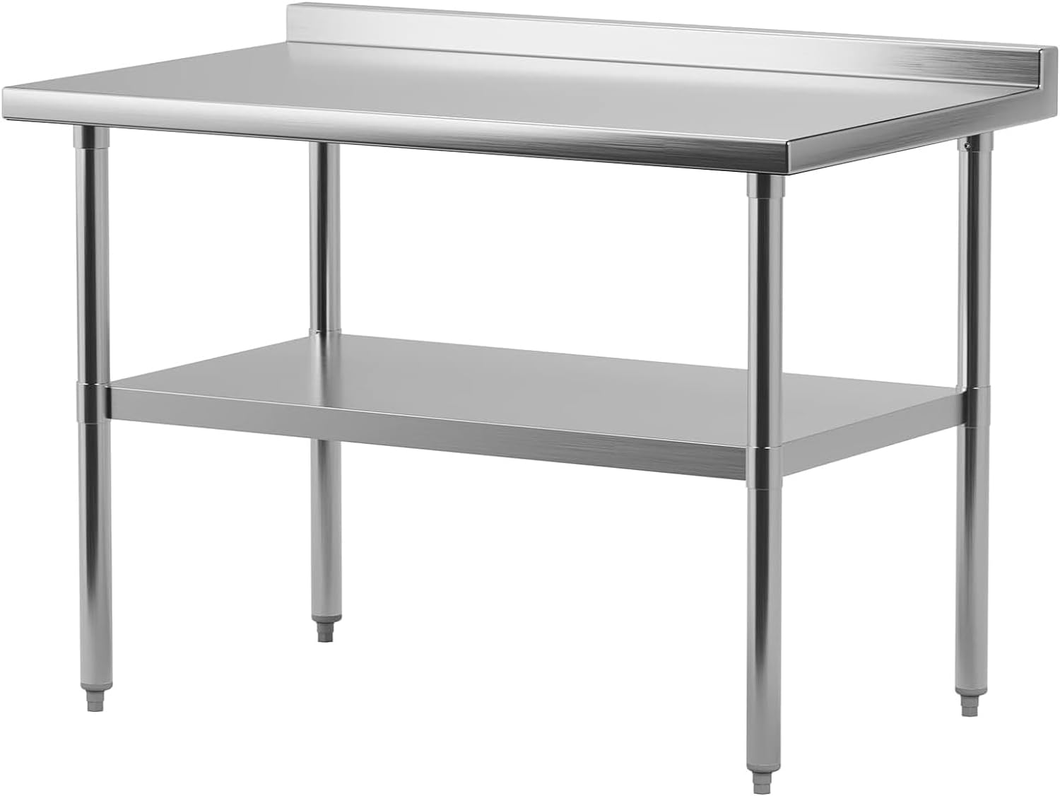 48 x 24 Inch Stainless Steel Table for Prep & Work, NSF Commercial Heavy-Duty Stainless Steel Kitchen Island with Undershelf and Backsplash for Restaurant and Home