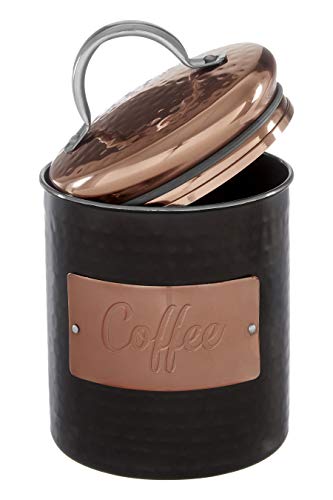 Premier Housewares Hammered Steel Storage Jar Biscuit Canister, 14x14x17cm, Black