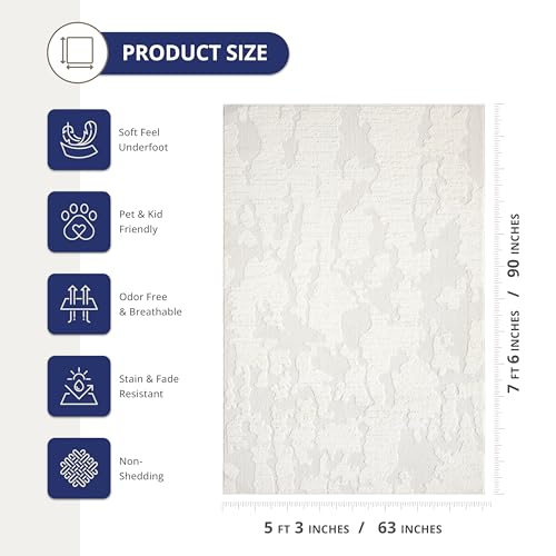 Abani Nomad Cream Area Rug 8' x 10' for Living Room, Bedroom - Abstract Pattern - Durable & Easy to Clean