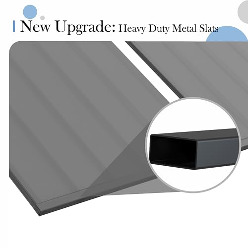 Queen Size Metal Bed Slat Compact Fabric Covered Vertical Mattress Support Bunkie Board,Box Spring Replacement,Grey