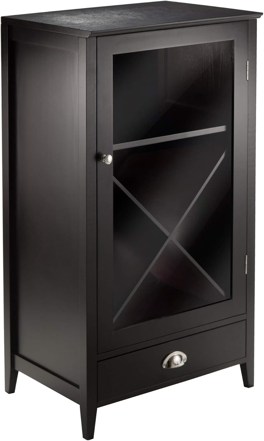 Winsome Bordeaux Modular Wine Cabinet X-Panel, Dark Wood Finish (92442)