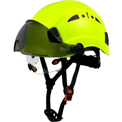 Safety Helmet with Visor Adjustable Size Hard Hat Lightweight Vented Outdoor Work Helmet for Men ANSI Z89.1 Approved Industrial Construction