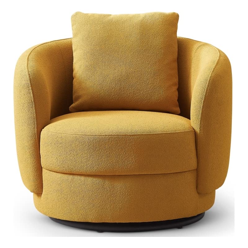 Perto Mid Century Modern Boucle Fabric Accent Armchair (Dark Yellow)