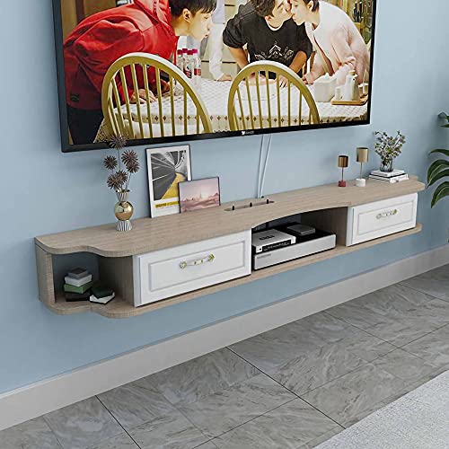 Floating TV Stand Cabinet TV Cabinet,Simple Small Apartment Floating TV Stand Cabinet,Matte Solid Wood Entertainment Floating Wall Unit,Multimedia Storage Shelf Hello