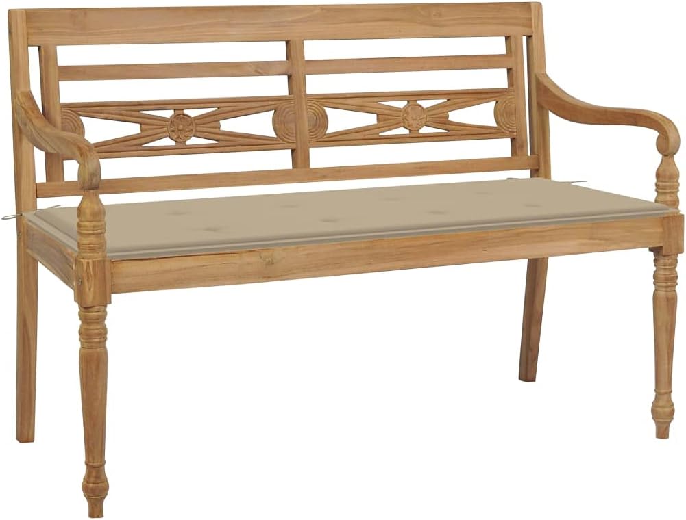, Bench with Beige Cushion 47.2
