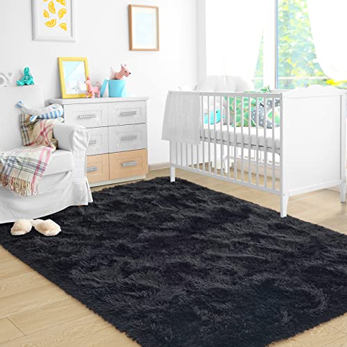 Ultra Soft Fluffy Rugs for Bedroom 5x8 Feet, Shag Area Rugs for Living Room, Large Comfy Furry Rug for Boys Kids Baby Room Decor, Non Slip Nursery Rug Modern Indoor Fuzzy Floor Carpet, Cream White