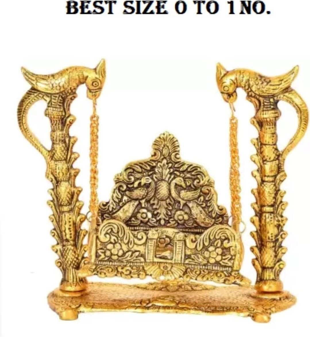Laddu Gopal Metal Swing Laddu Gopal Jhula,Krishna Hindola Palana,Decorative Laddu Gopal for Temple Pooja,Showpiece Religious Idol Gift Article Jhula (Size -0 to 2), Gold, LADFY889