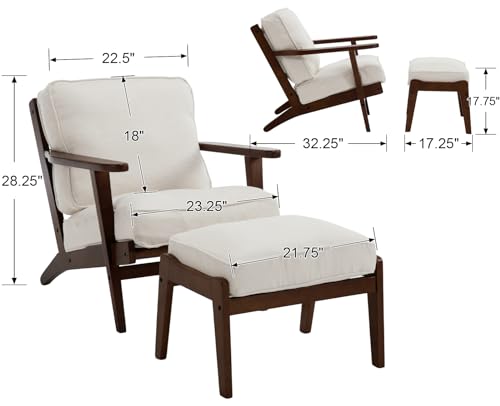 Faux Leather Accent Chair Reading Chair Mid Century Modern Armchair Comfy Lounge Chair Indoor Arm Chair for Bedroom/Living Room, Dark Brown