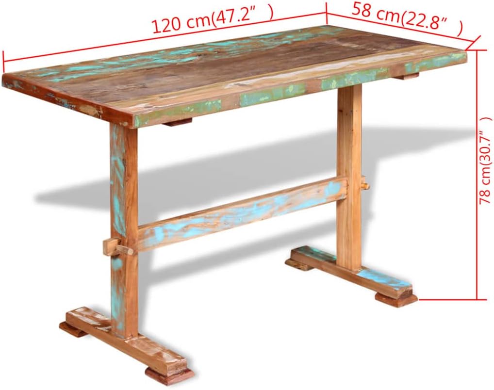 Pedestal Dining Table Solid Reclaimed Wood 47.2