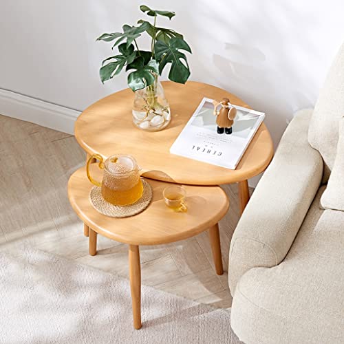 Wood Nesting Coffee Table, Scandinavian Minimalist Style Solid Wood (Beech) Low Table, Living Room Furniture Sofa Small Side Table End Tables (Color : B, Size : 64.5X48.5X42.9CM)