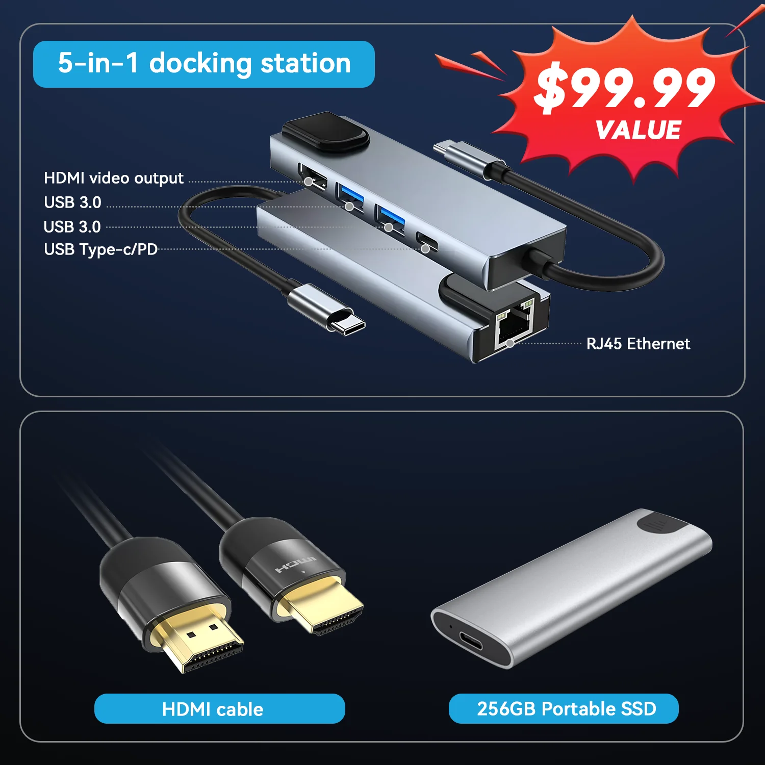 HP 17.3" Full HD Laptop, 6-Core AMD Ryzen 5 7430U (beats i7-1255U), 32GB RAM, 2TB SSD + 256GB Portable SSD, WebCam, KeyPad, WiFi6, USB-C, HDMI, 3-in-1 External Storage Bundle, Win 11