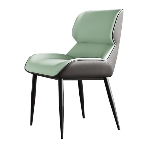 Modern Minimalist Metal Leather Upholstery Backrest Restaurant Dining Chair, Comfortable Soft Leather Coffee Shop Hotel Furniture Dining Chair (White)